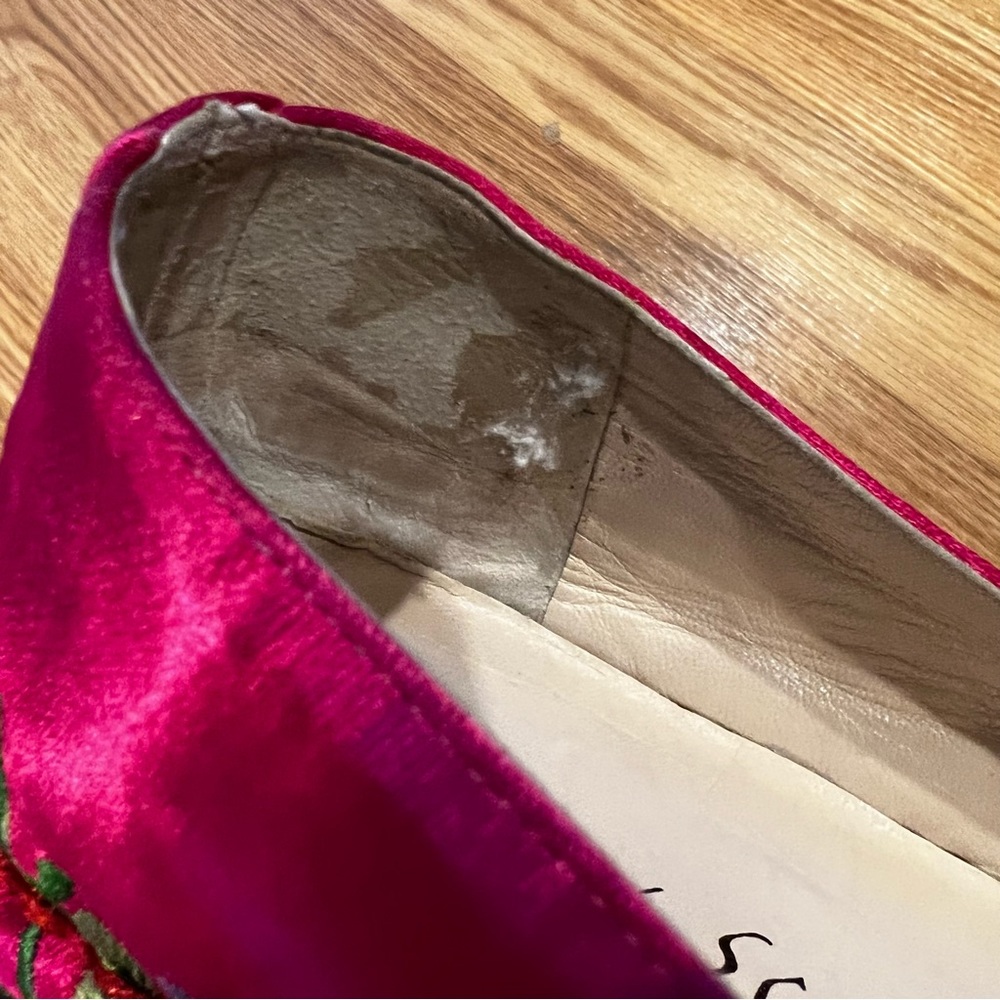 Ernesto Esposito Fuchsia Satin Floral‎ Embroidered Flats Made in Italy sz 38 - Picture 10 of 11